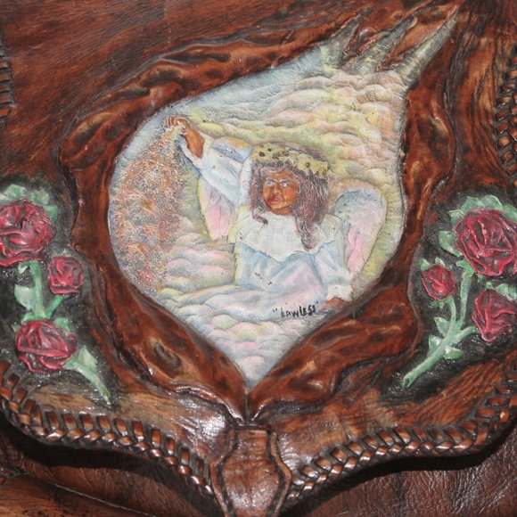 New Handmade Tooled Roses Angel Backpack & Wallet main image 11